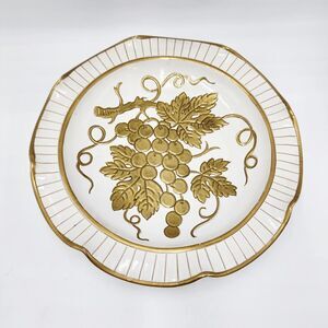 Rare Original Creation by KB Made in Italy Gold Handpainted Plate Grapes Fruit